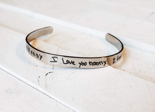 Cuff bracelets with handwriting