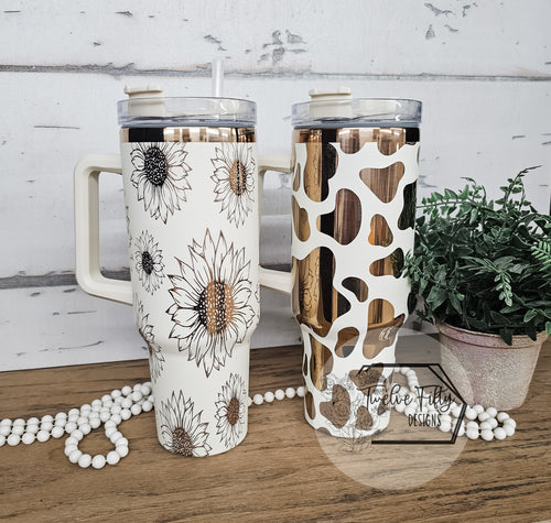 Seamless Engrave Wrap Cream and Copper 40oz Charger