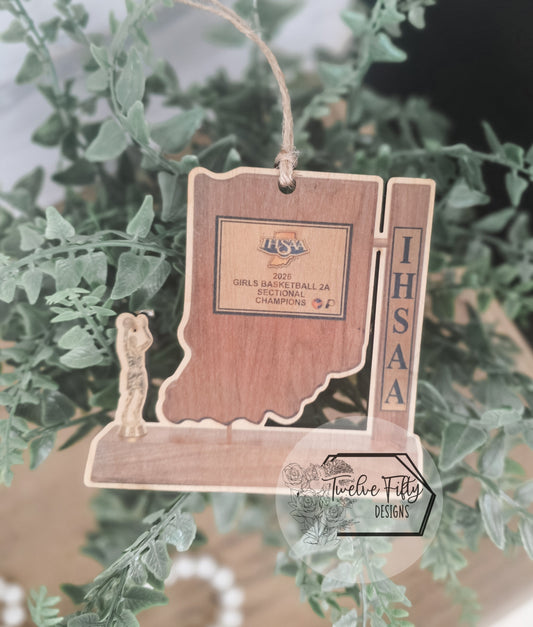 Custom Championship Ornament/Car Charm or keychain – Any Year, Any Sport, Any Level