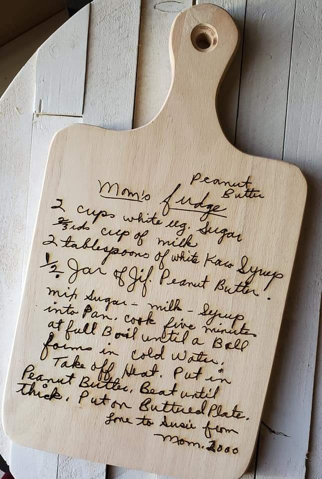 Handwritten Recipe in Cutting Board