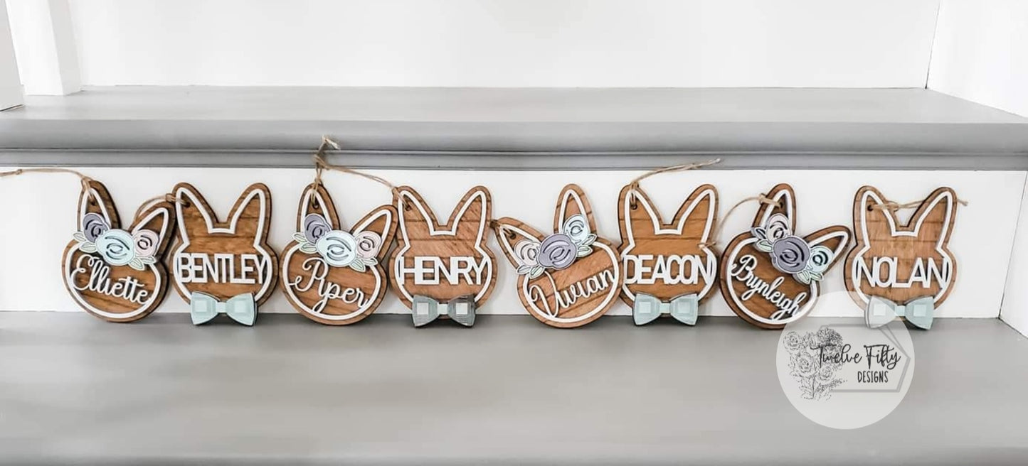 Easter Bunny Head Basket Tags
