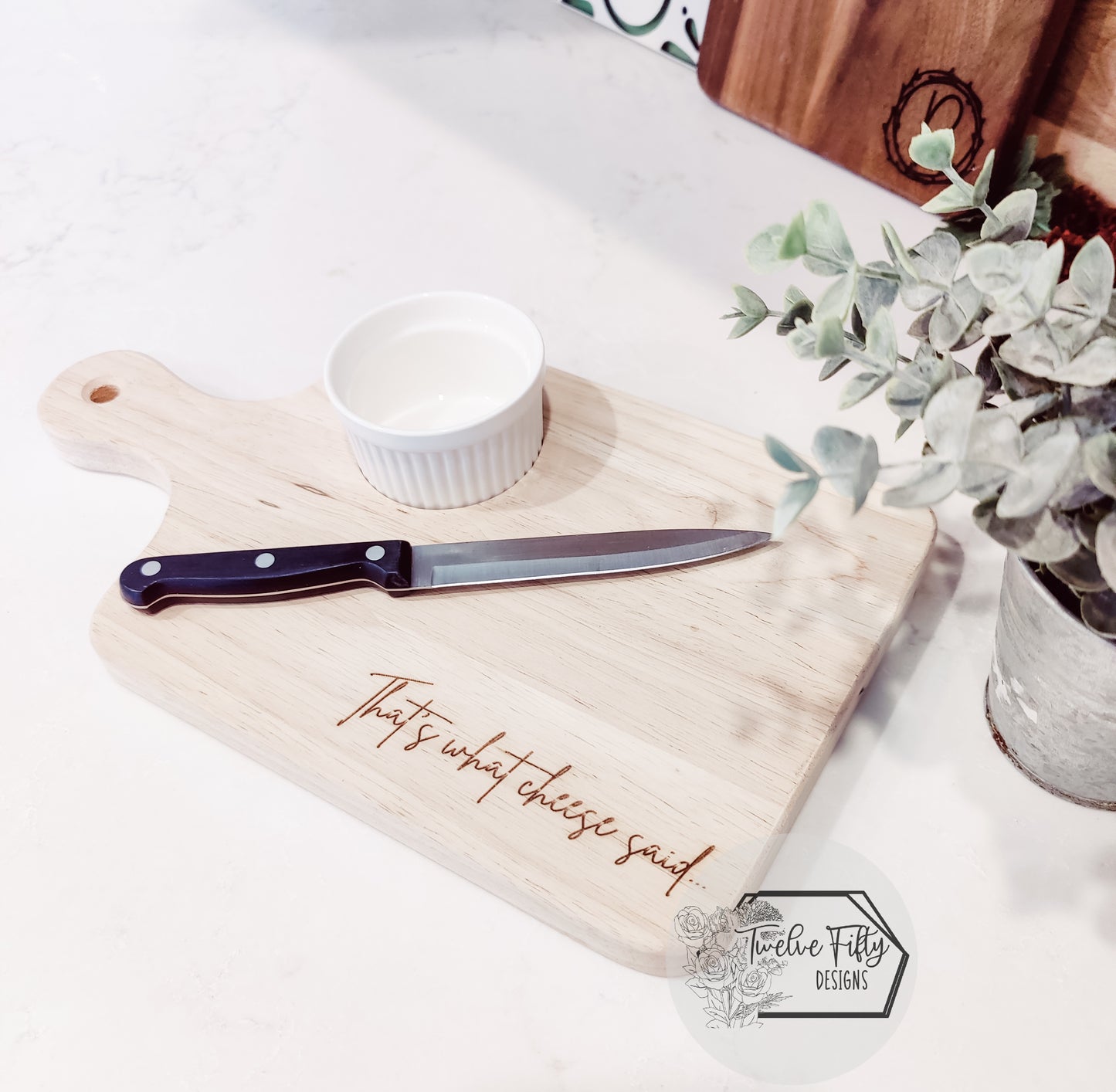 Cutting board with Ramekin cup