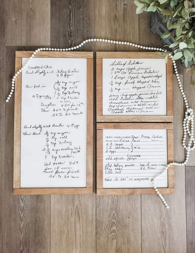 Framed Handwriting Recipe