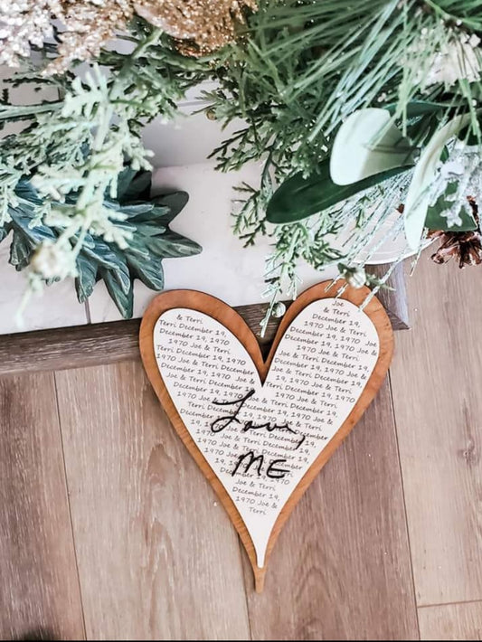 Custom Wedding Song Lyrics Wood Heart Sign – Personalized 3D Name Overlay – Romantic Anniversary Gift