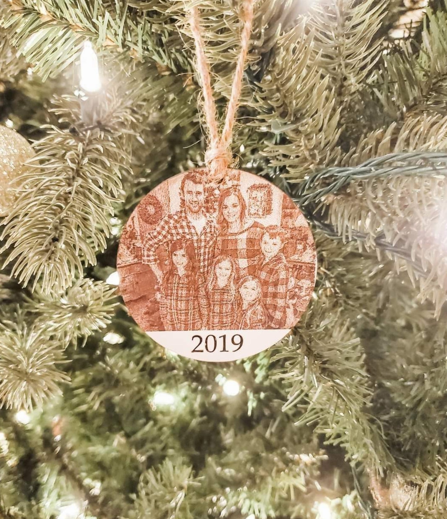 Custom Photo Engraved Wooden Ornament – Personalized Yearly Family Keepsake – 3" Round Christmas Heirloom – TwelveFiftyDesigns